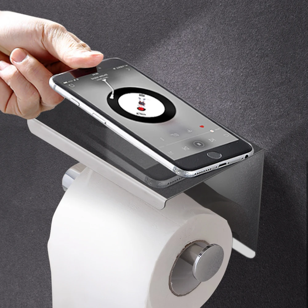 High Quality Waterproof Black Hotel Room Bathroom Stainless Steel Toilet Paper Holder