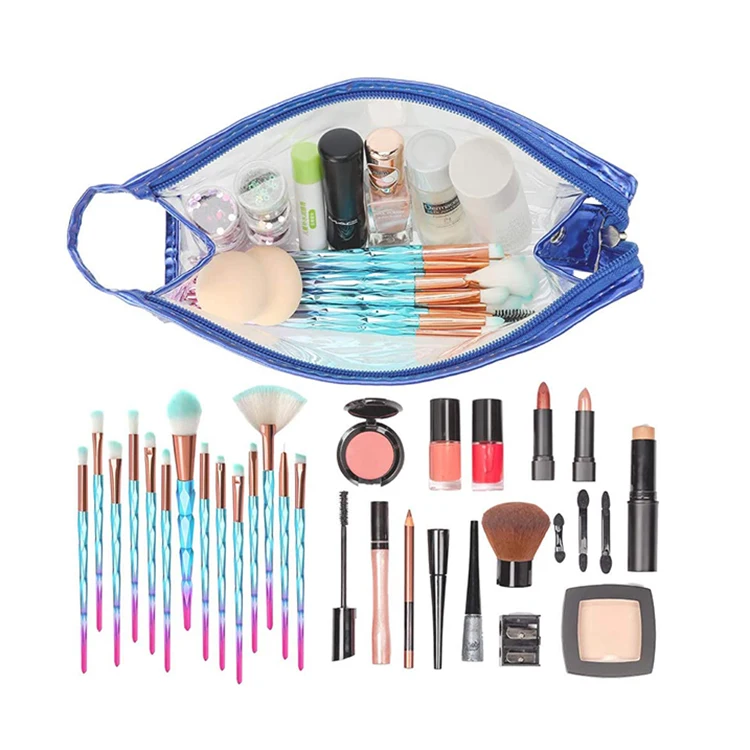 custom printing makeup storage waterproof luxury vanity bag 3 pieces clear mesh pvc makeup bag vinyl zipper cosmetic bag set