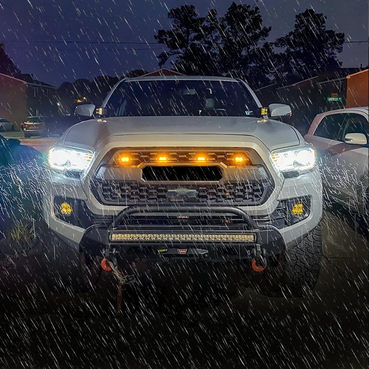 Aluminium ABS Plastic Led Light Car Grille Badge Grill Led Light for Universal Car Praod Land cruiser BMW BENS TOYOTA