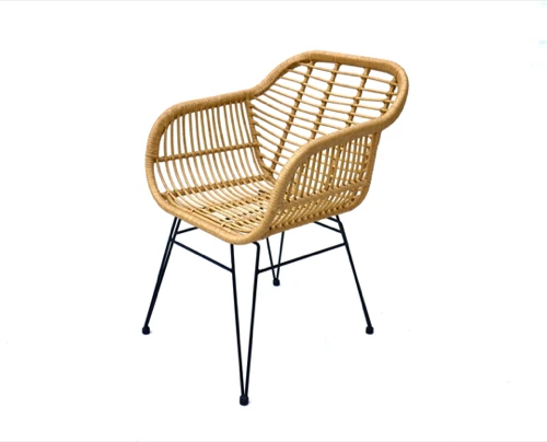 Новейшая популярная мебель для ресторана, натуральный цвет, наружный садовый ротанговый металлический обеденный стул, распродажа