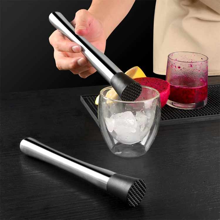 Custom Logo 8 Inch 304 Stainless Steel Muddler Home Bar Tools Cookware Set Professional Bartender Ice Crusher Cocktail Muddler