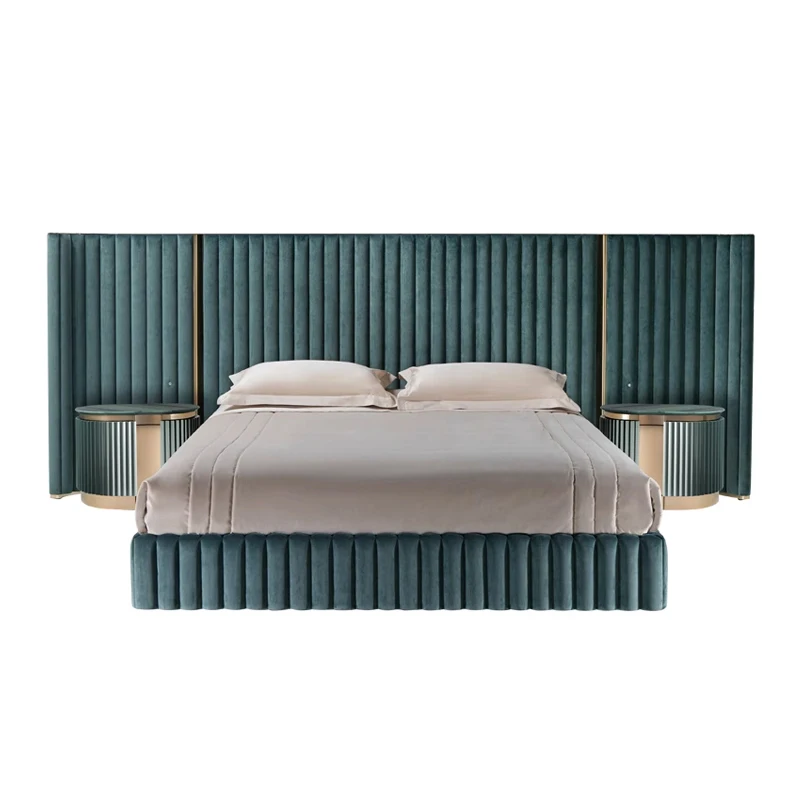 Modern Minimalist Leather Bed for Master Bedroom Genuine Leather Revolving Feature Light Luxury Internet Famous Bedroom Set