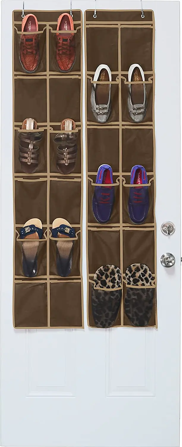 customization Hot sale  Pockets Hanging Shoe Rack for Door Clear Over the Door Shoe Organizer with Hooks for Closet Home