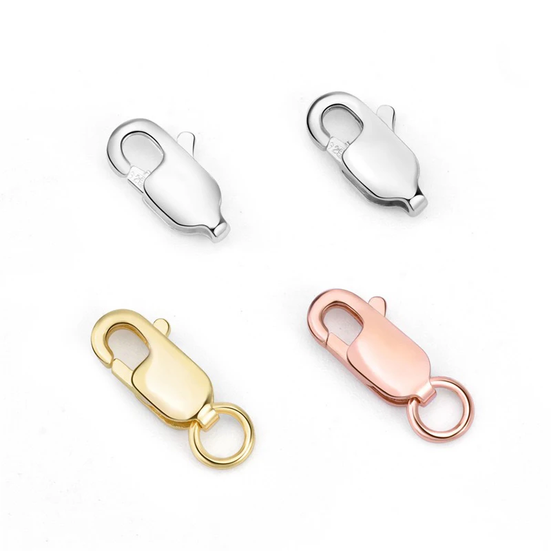 WHOLESALE PRICE 100% Real 925 Sterling Silver 8/10/11 mm rectangle Lobster Clasp Jewelry Findings Connector Components for DIY