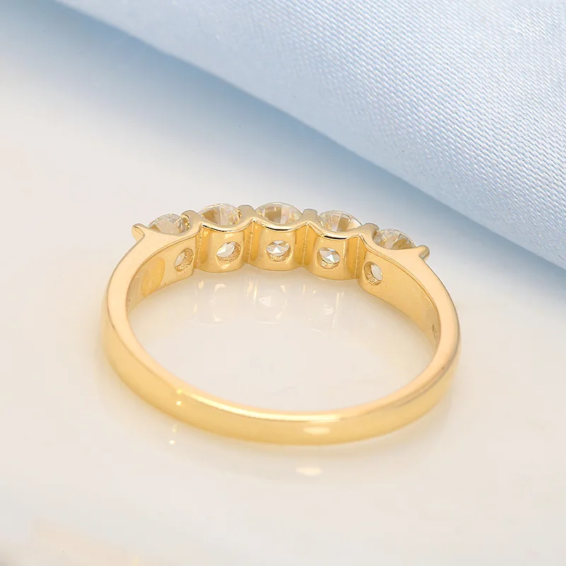 1/4 - 3/4 CT TW сертифицированные лабораторные бриллиантовые 5 каменные кольца для женщин сверкающие 18 карат из чистого золота юбилейные ленты штабелируемые B