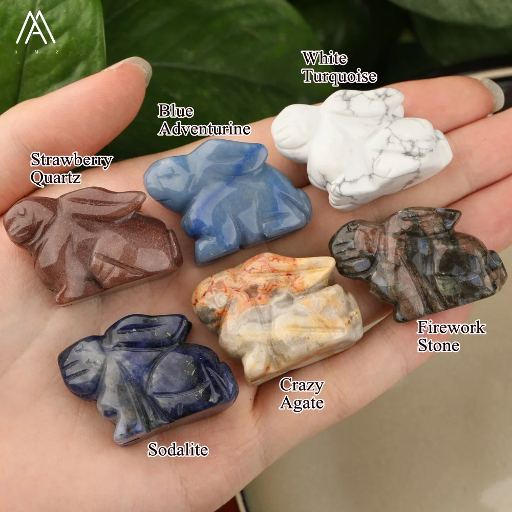 1.5 Inches Carved Gemstone Rabbit Wholesale Animal Figurine Decor