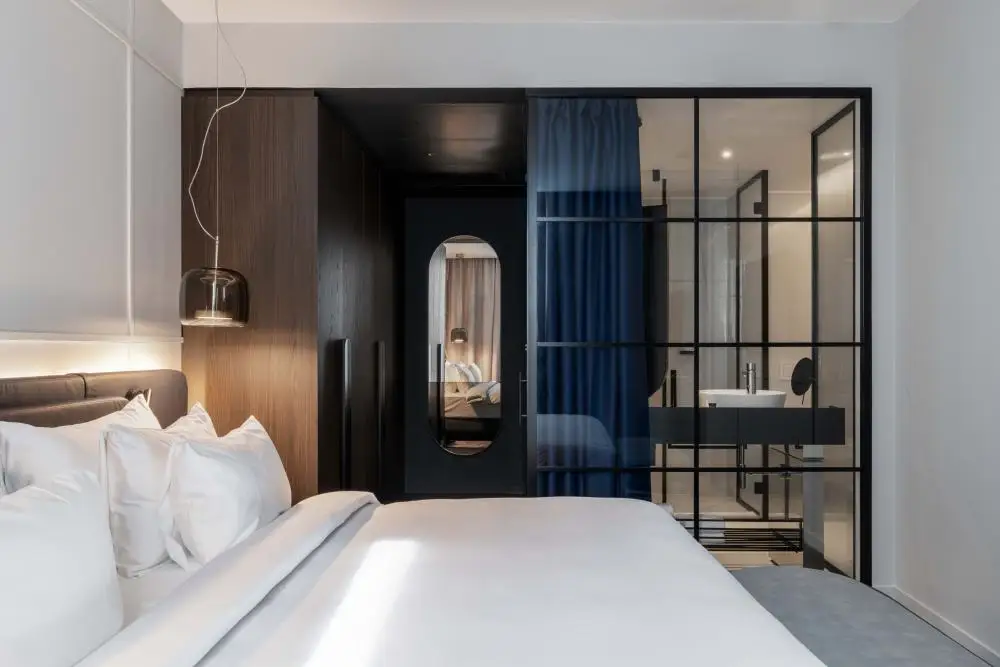 Modern Twin & King Size Bed & Headboard Panel Set Budget Hotel Wood Furniture MDF Material Bedroom Sets from China