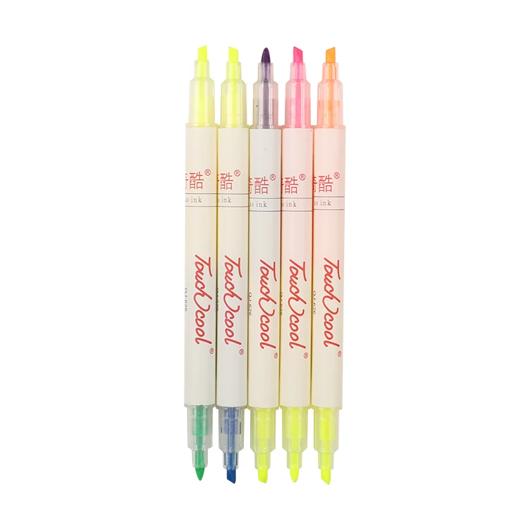 New Style High Quality Non Toxic Colored Marker Highlighter Pen With Mixed Color Packed