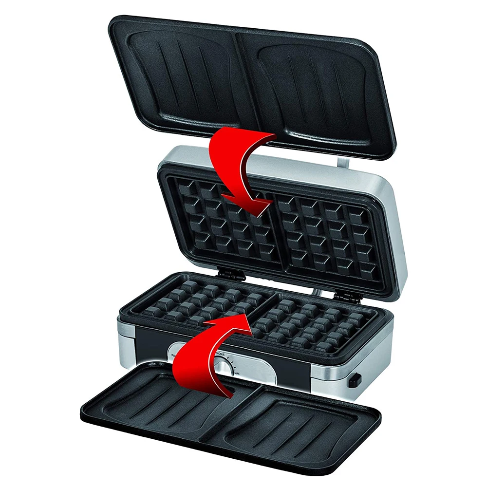 Wafflizer Waffle Iron with Non-Stick Coating for Two Belgian Waffles - 1400 Watts - Thermostat with Temperature Control