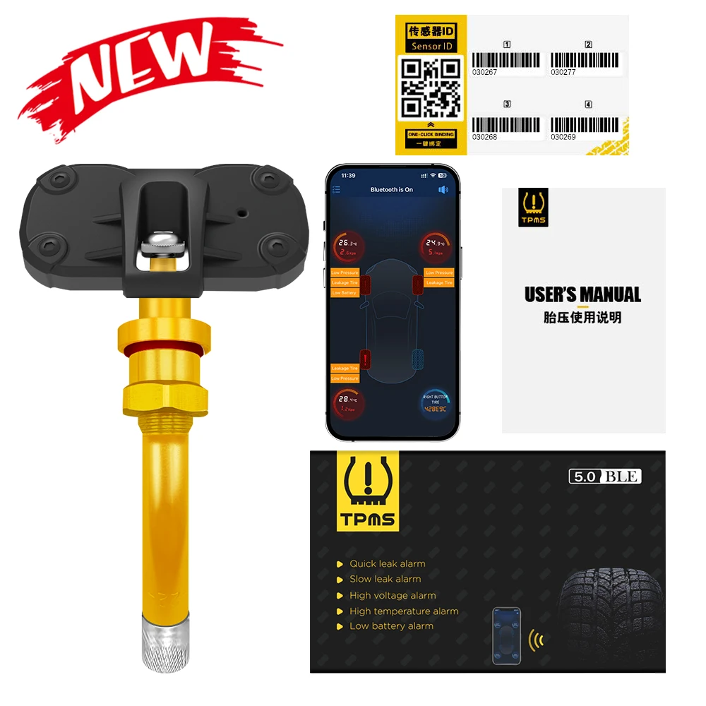 2024 Новый обновляй T105A BTE5.0 TPMS внутренние TPMSII 100-1800kpa bluetooth датчики для грузовика 6 датчик система контроля шин