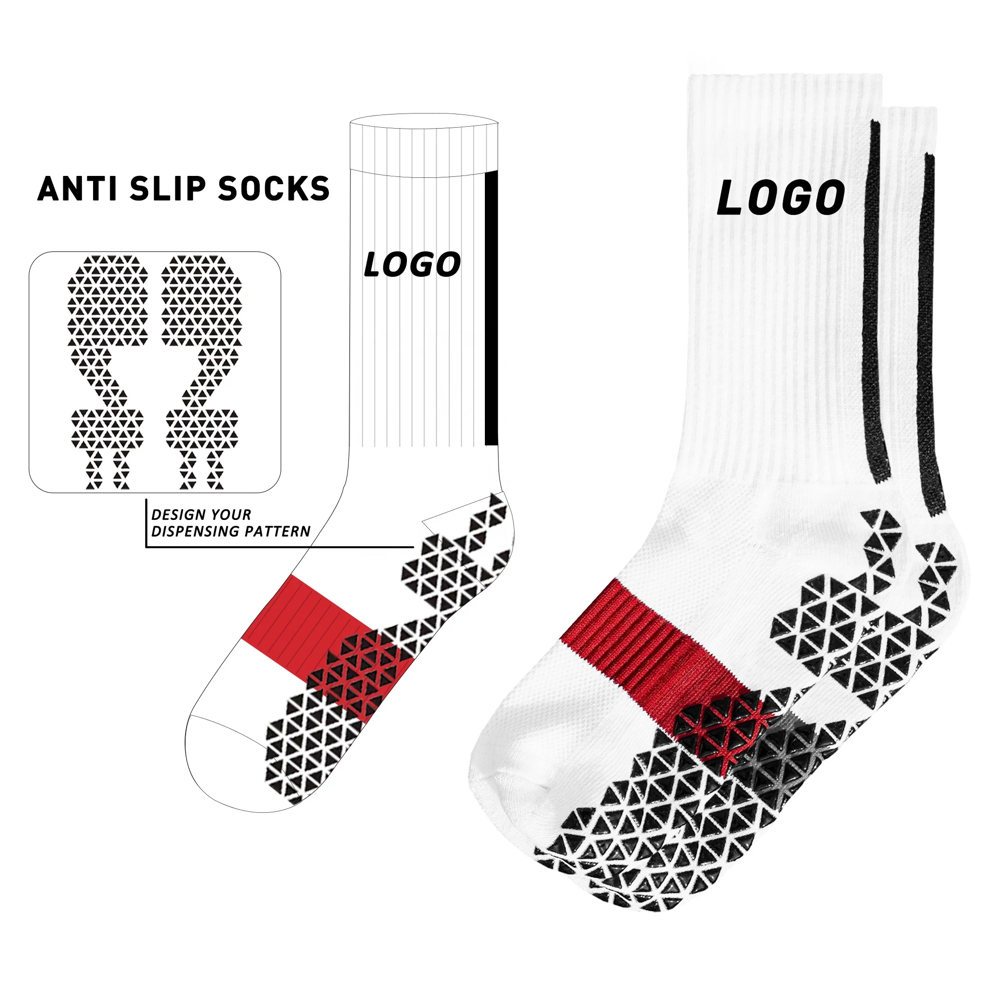 URON Grip sport socks Anti slip football socks custom logo athletic soccer socks Custom