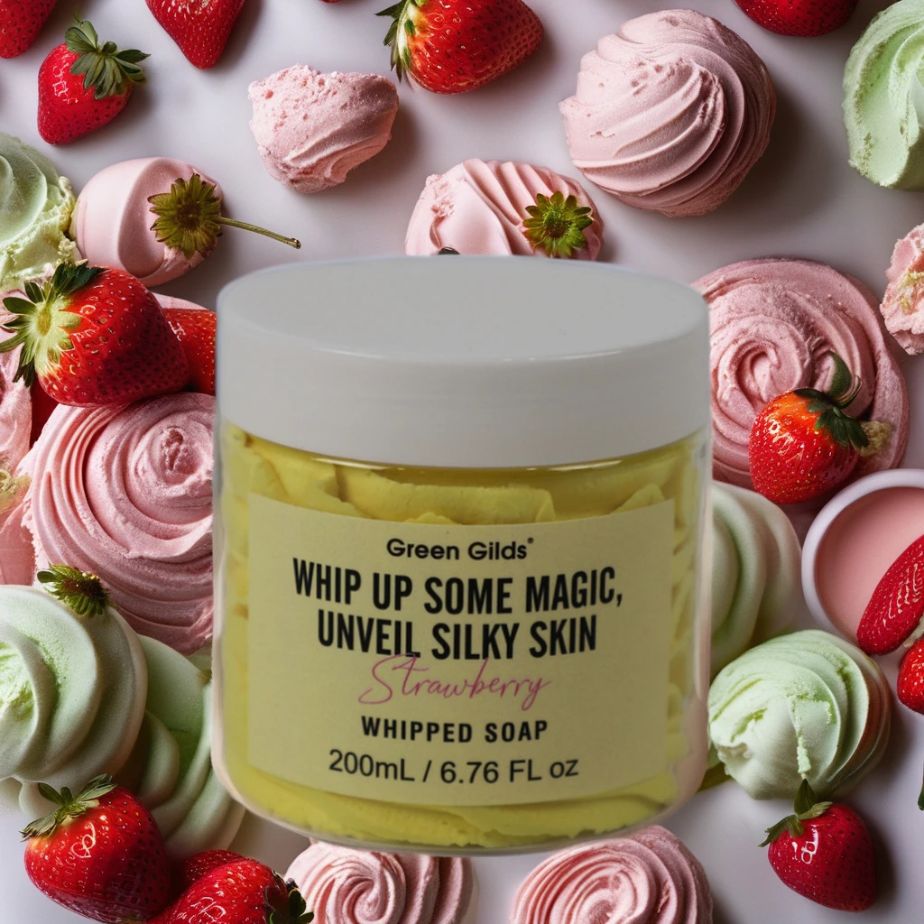 OEM Wholesale Organic Lemon Strawberry Whipped Soap Scrub Vegan Herbal Body Bath Butter for Women Shea Butter Based