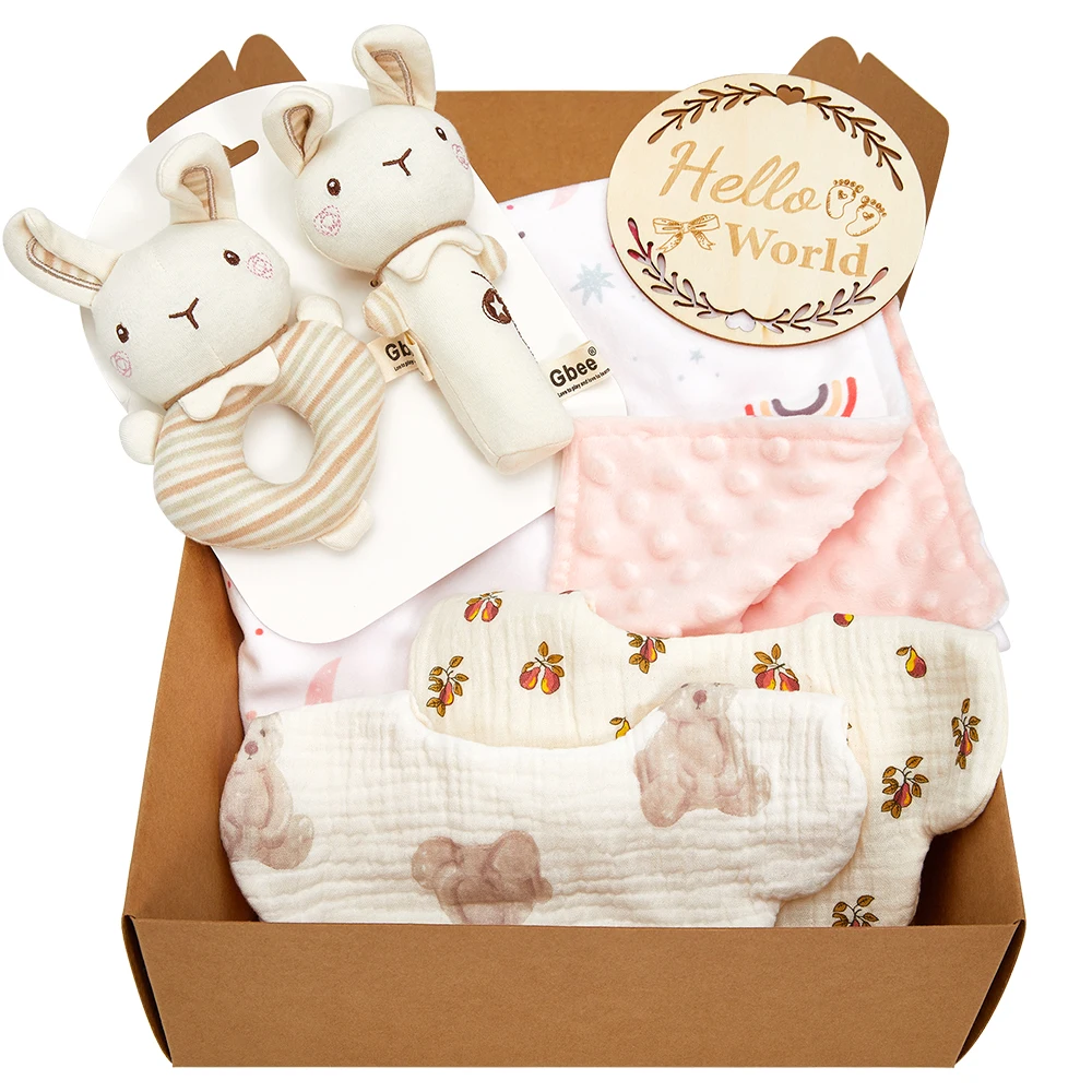 6PK Minky ткань в горошек детское одеяло детские погремушки колокола новорожденных Пеленальное Одеяло набор для барбекю с деревянными на рождение ребенка карты