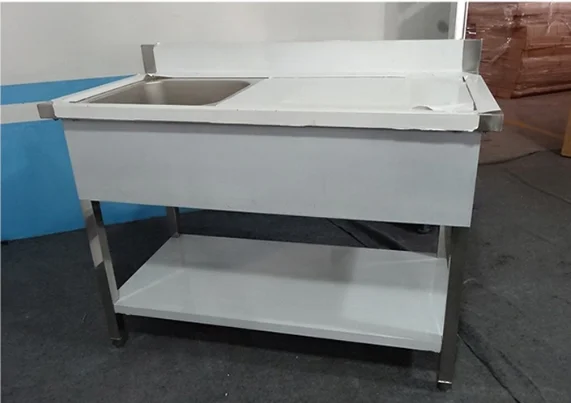 Heavybao Commercial Used Stainless Steel Kitchen Sinks Bench Worktable Stainless Steel Double Bowl Sink Bench for Sale