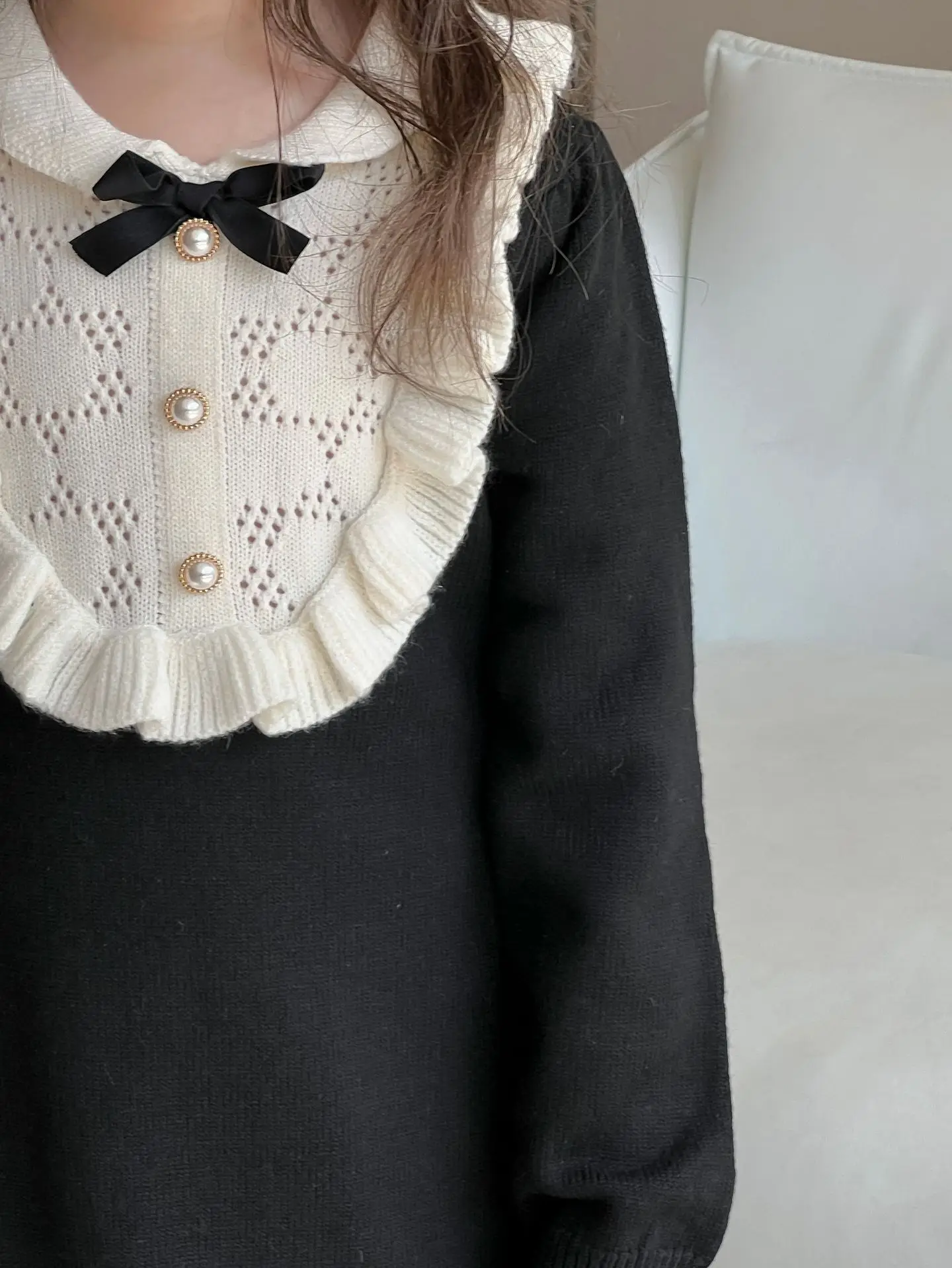 0669 autumn winter design little baby girls knitted dress infant toddler kids princess ruffles dress clothing wholesale