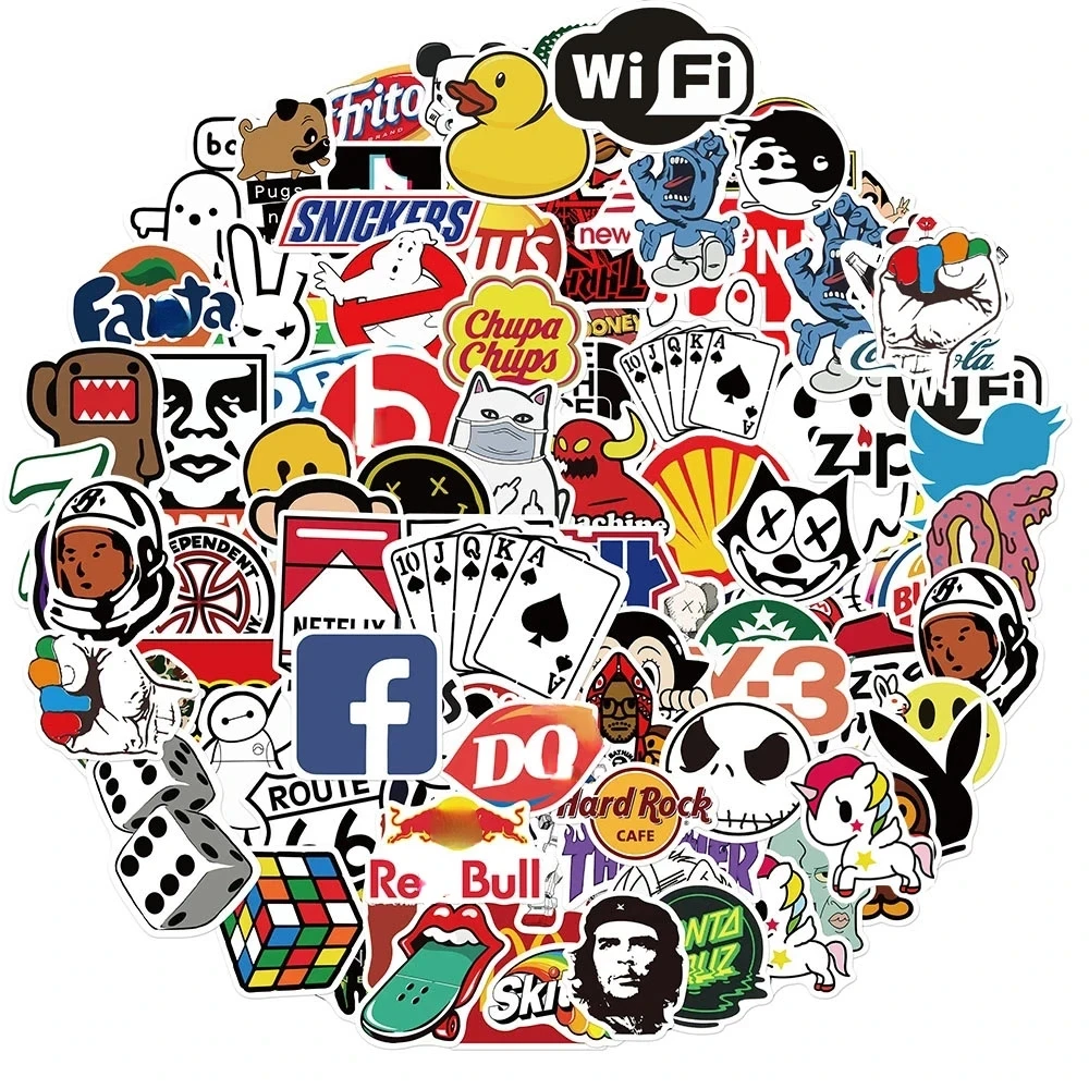 PVC Cool Fashion Brand Logo Stickers Aesthetic Skateboard Laptop Motorcycle Phone Car Graffiti Sticker Decal Kid Toy
