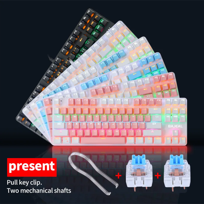 Best-selling 87 Keys Green Axis Gaming Gaming Desktop Computer Office Notebook Real Mechanical Keyboard