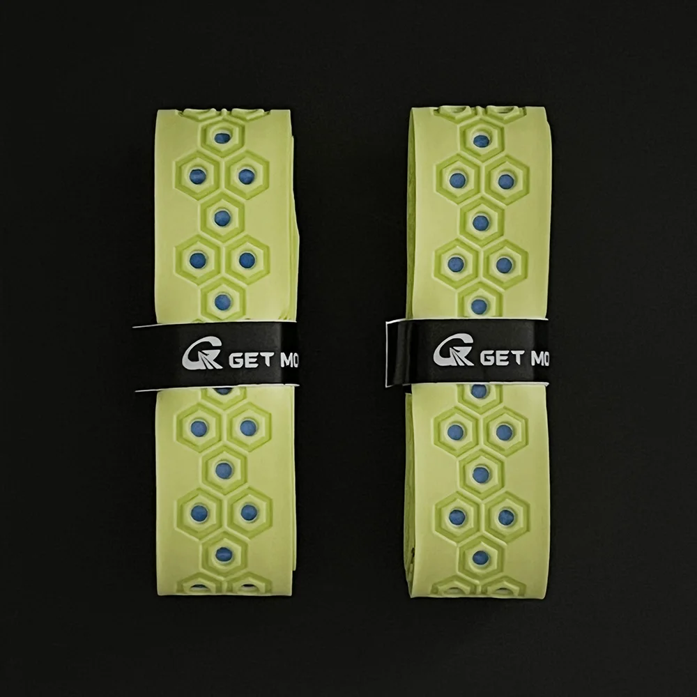 Get Moving Wholesale Top Quality Pu White Brown Green Color Fuse Breathable Perforation Paddle Grip Pickle Ball Paddle Grip Tape