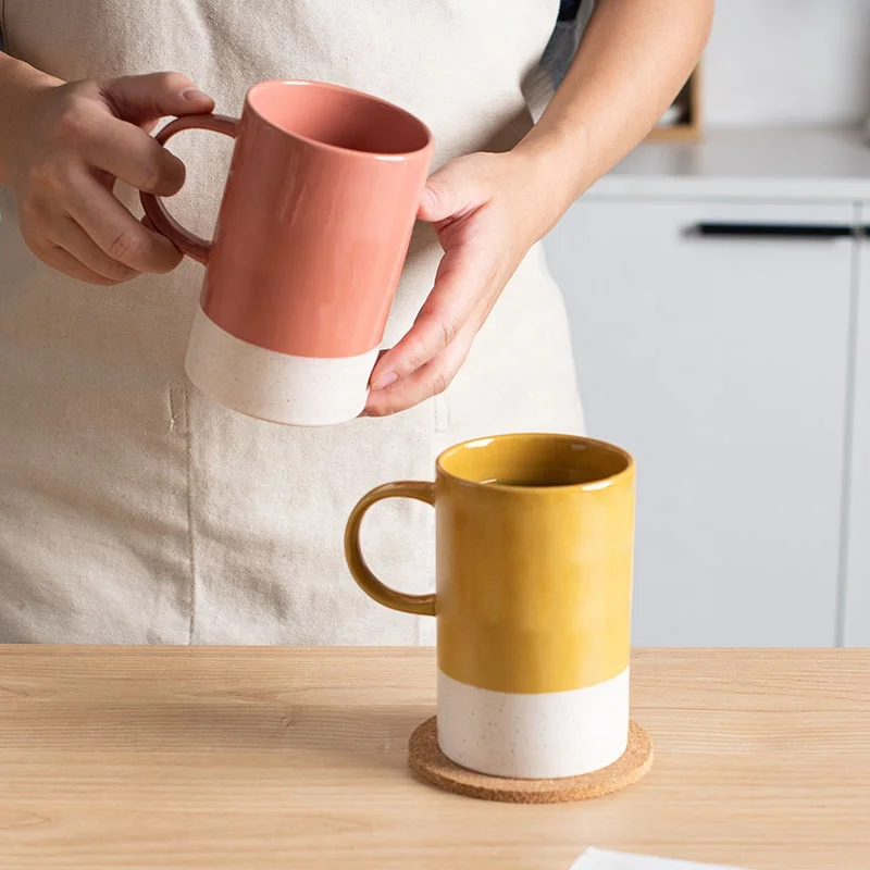 15oz Nordic Ceramic Coffee Mugs Porcelain Mug With Bamboo Lid And Stir Spoon Tea Cup for Home Office Coffee Cup with Spoon