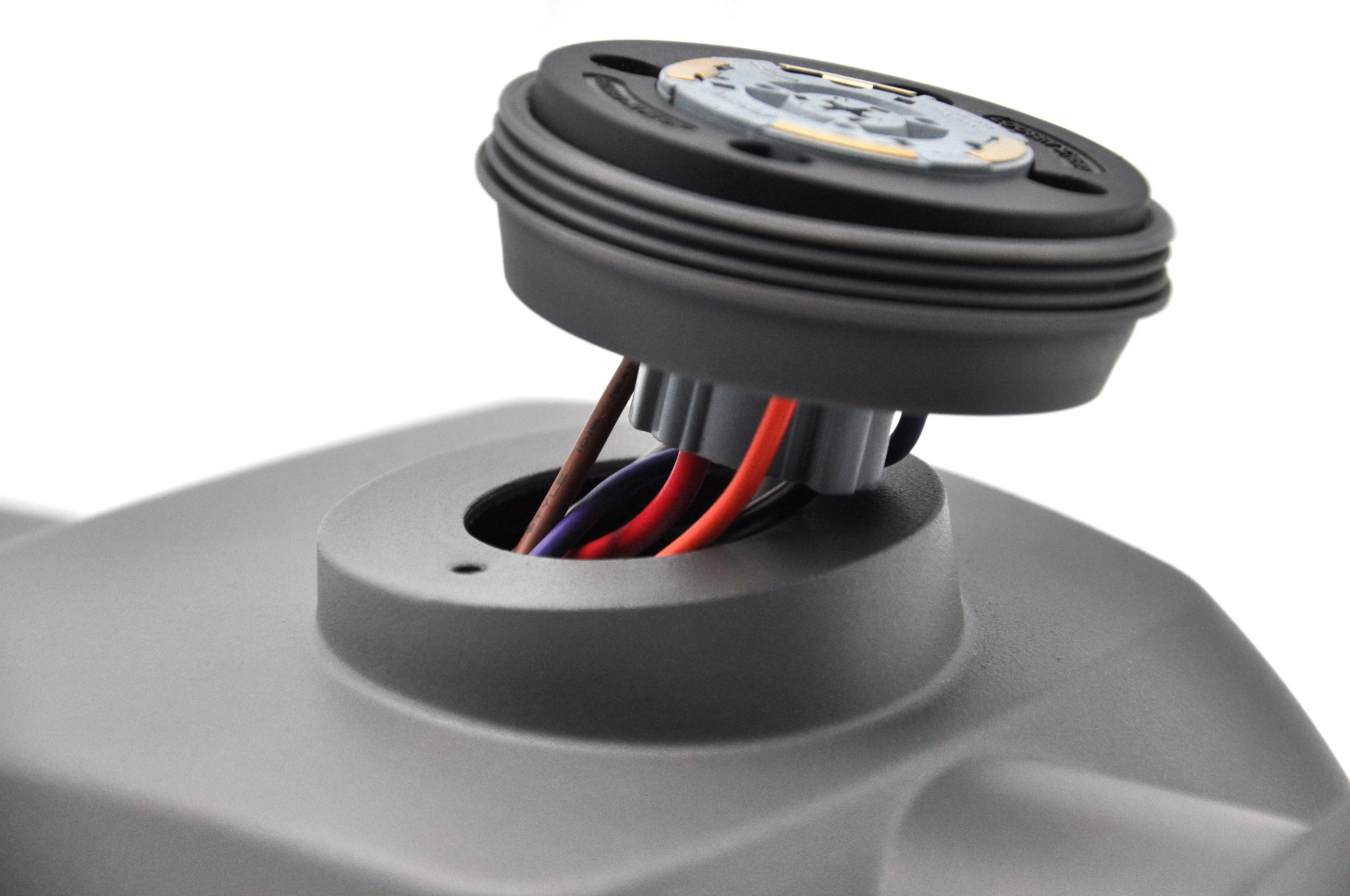 Smart City LED outdoor lighting NEMA 5 pin dimming receptacle and controller enclosure