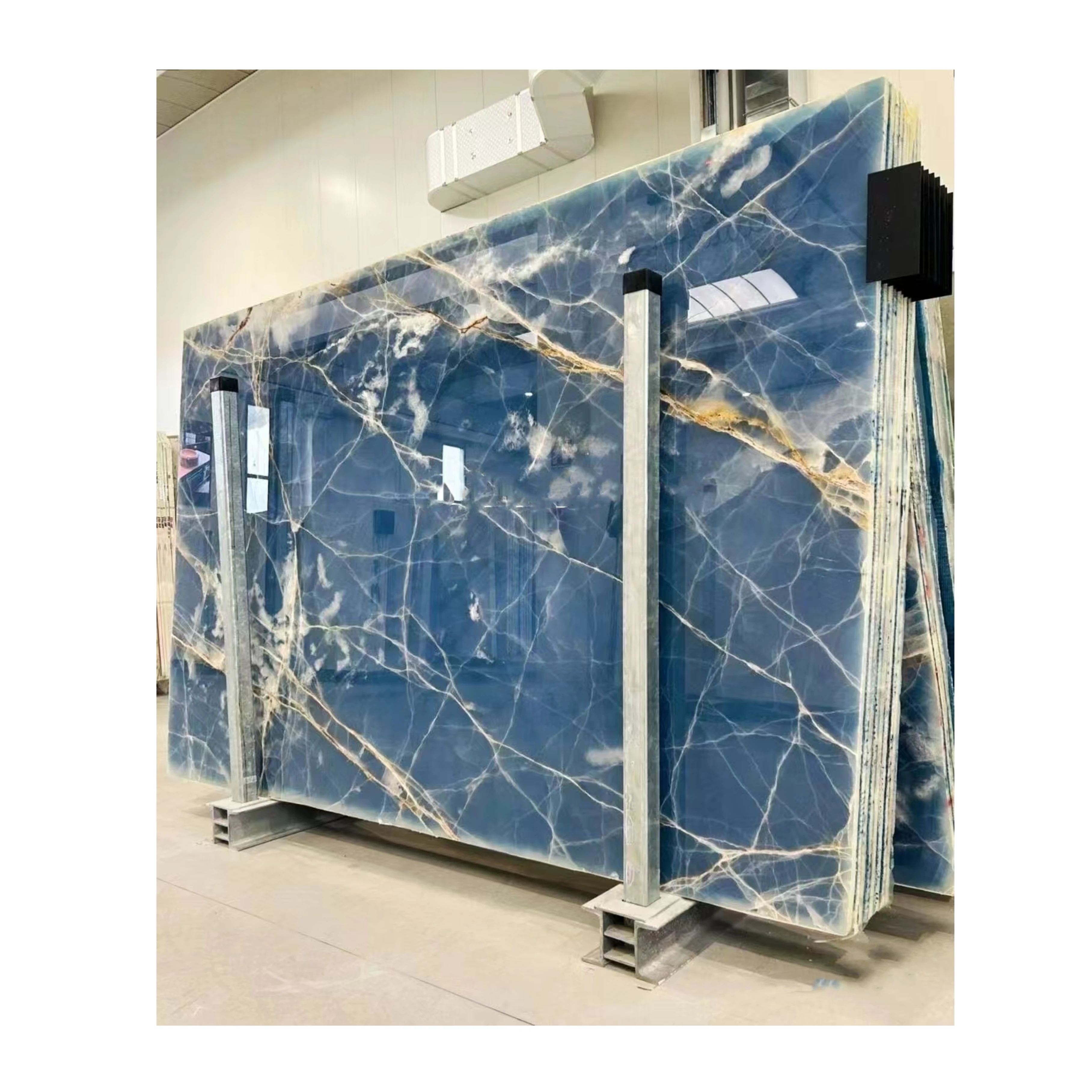 New Arrival Luxury Jade Home Decoration Real Transparent Blue Onyx Blue Aurora Marble Stone For Floor And Wall