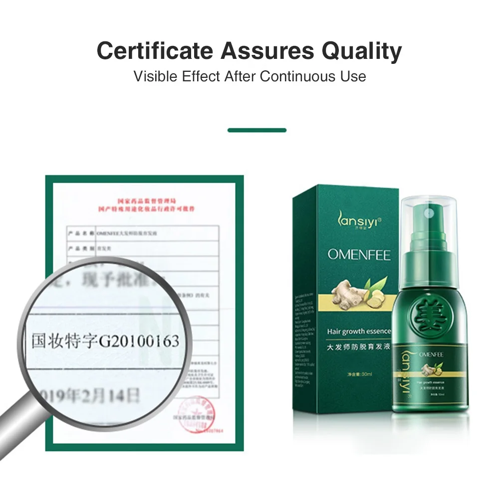 7 Days Natural Ginger Hair Growth Spray Serum Anti Hair Loss Fast Grow Prevent Dry Frizzy Damaged Thinning Repair Care Products