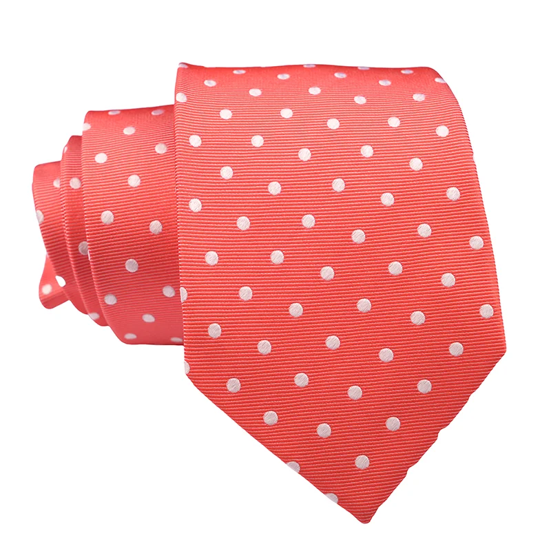 Mens Polka Dot Luxury Business Custom Jacquard Woven Silk Ties