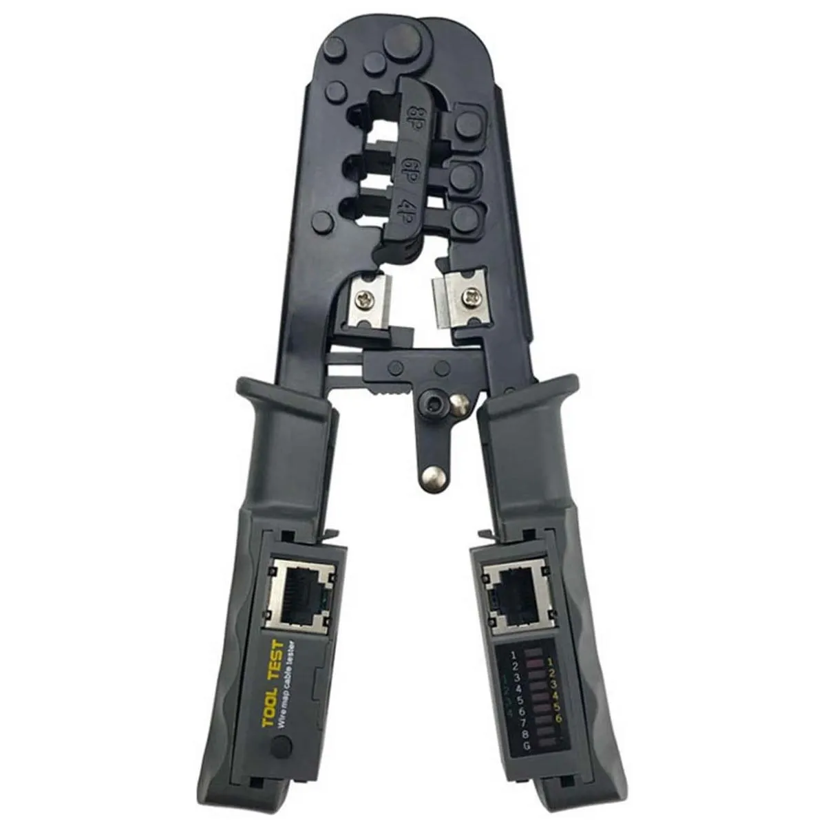 8P 6P 4P All in One Cable Tester Crimper for RJ45 RJ12 RJ11 Modular Plugs Network Connectors Strip Cut Test and Crimp Tool