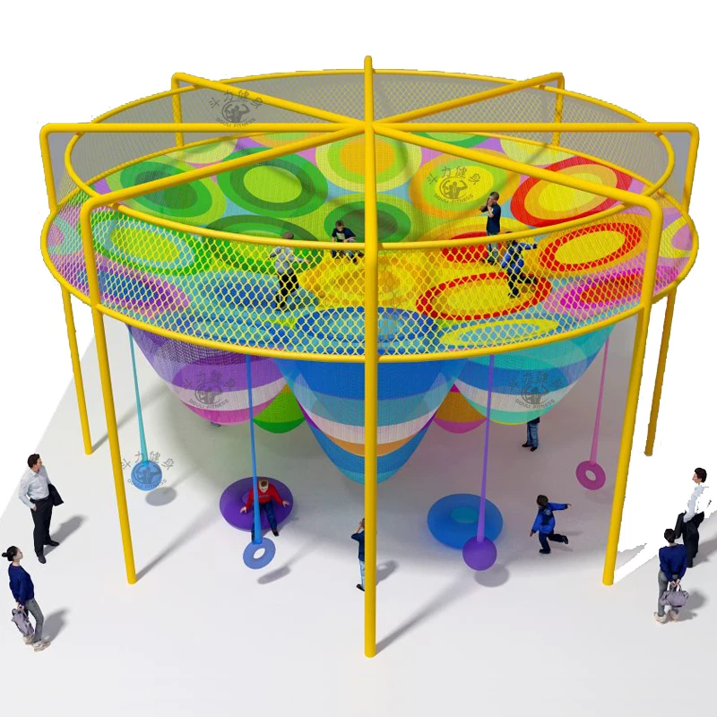 Dream customizable indoor play area kid-friendly interactive 5mm nylon rope crocheted string bag playground equipment