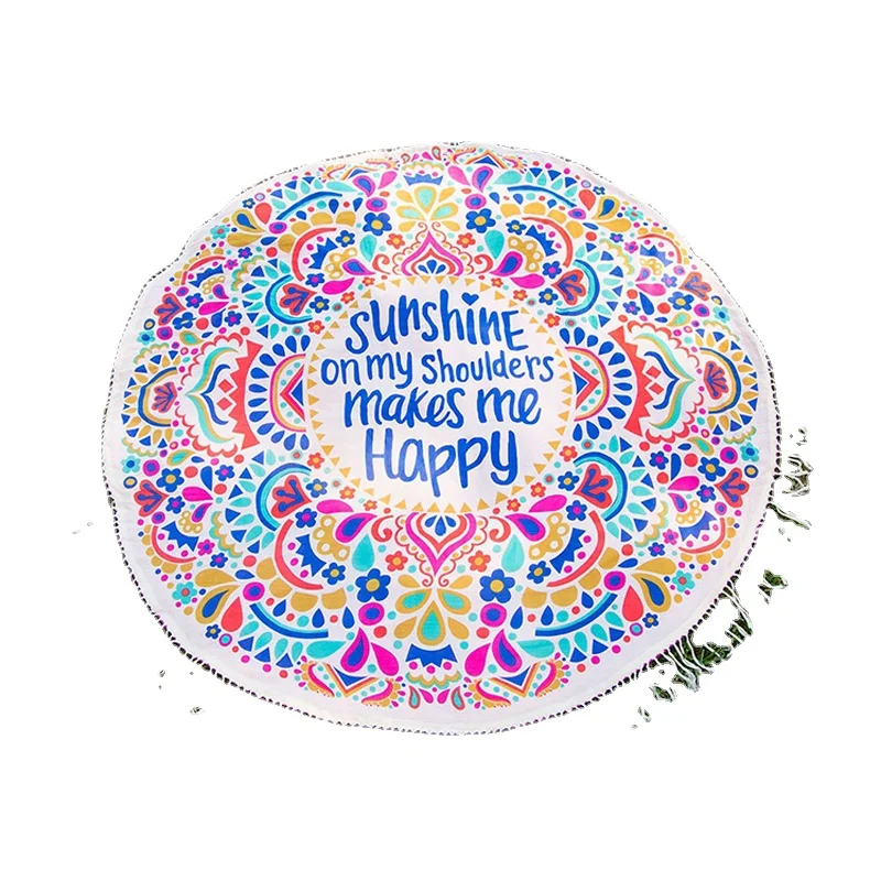 Высококачественное пляжное полотенце из микрофибры без песка, быстросохнущее, с круглым помпоном