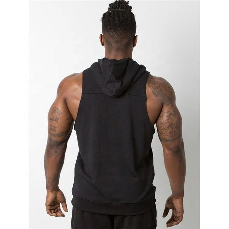 2020 Apparels Quick Dry Sports Multi Colour Wholesale Clothing High Elastic Men Sleeveless Hooded T-Shirts