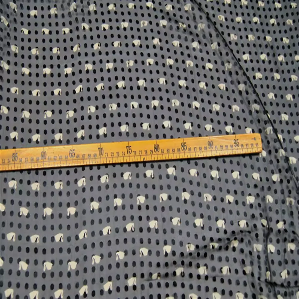 Good Quality Cheap Price Lovely Duck Design Black Dots Ground Silk Burn Out Fabric for Women Nice Shirt