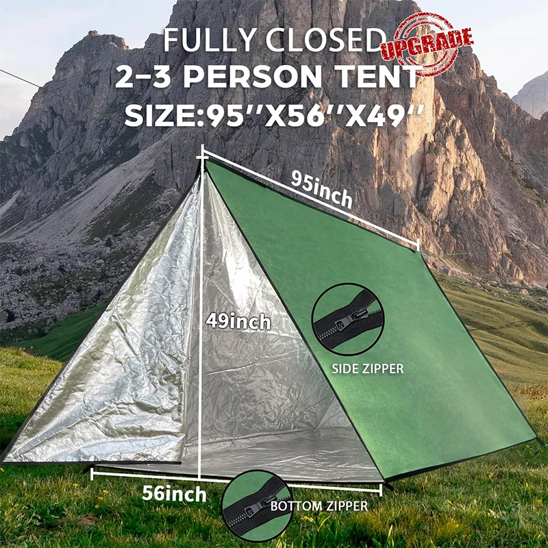 Reusable Lightweight Waterproof Non-Woven Survival Emergency Shelter Tent With Zipper