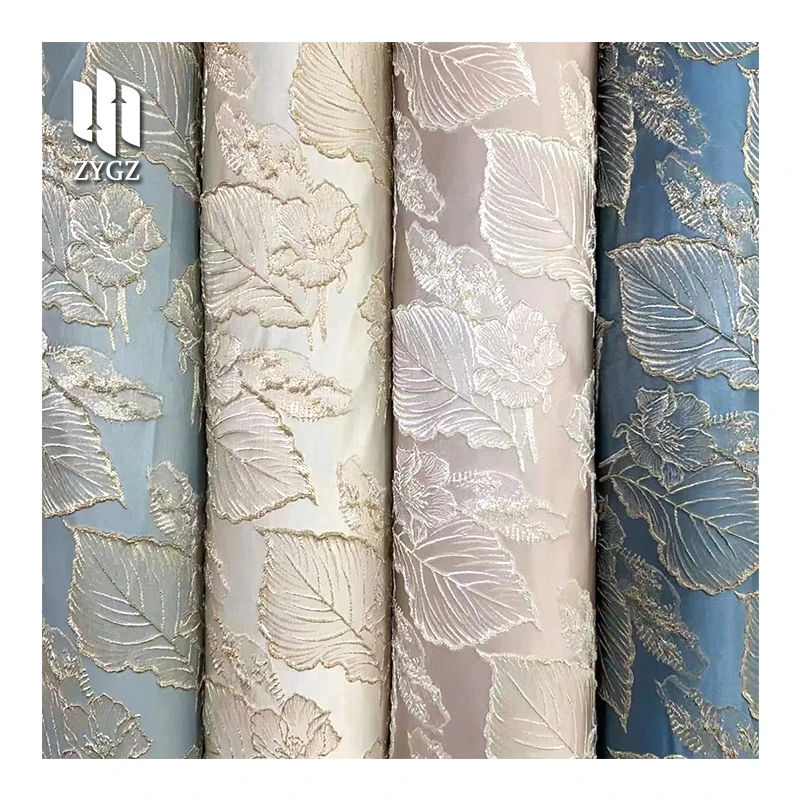 Luxury Gold Embroidered Jacquard Fabric Embossed Flora Damask Brocade For Haute Couture Dress DIY Polyester Fabric