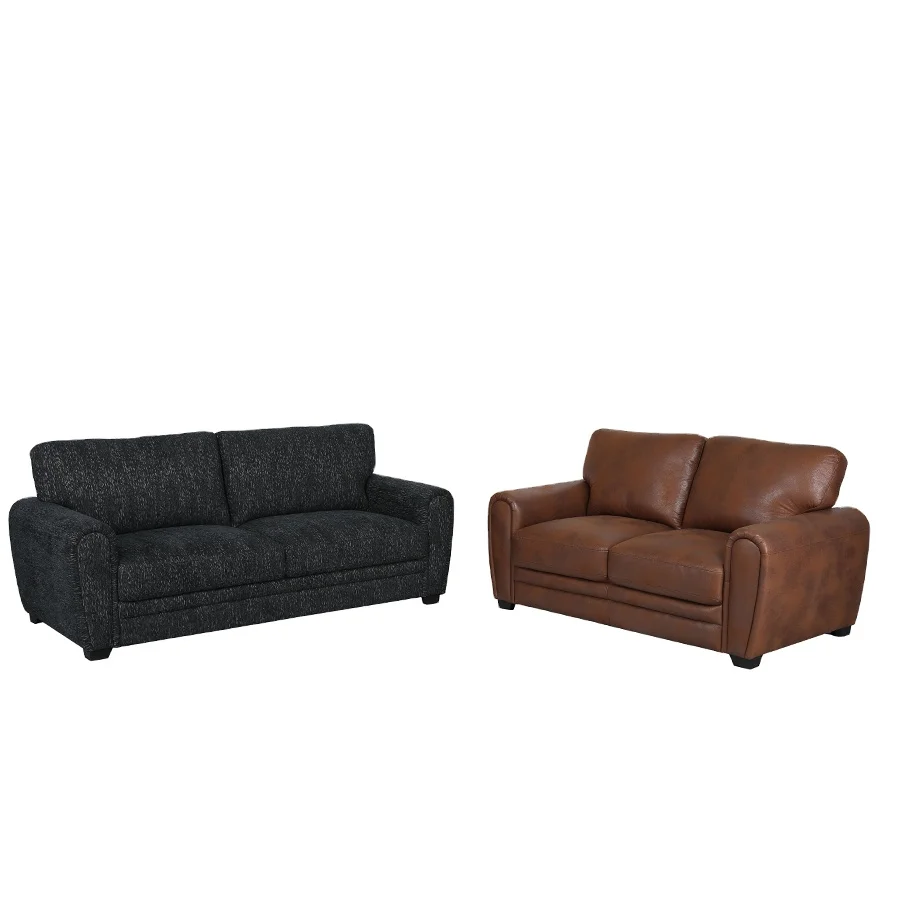 Comfortlands, классическая мебель в европейском простом стиле, большая ткань и кожа, гостиная, черный комплект диванов на 3 места