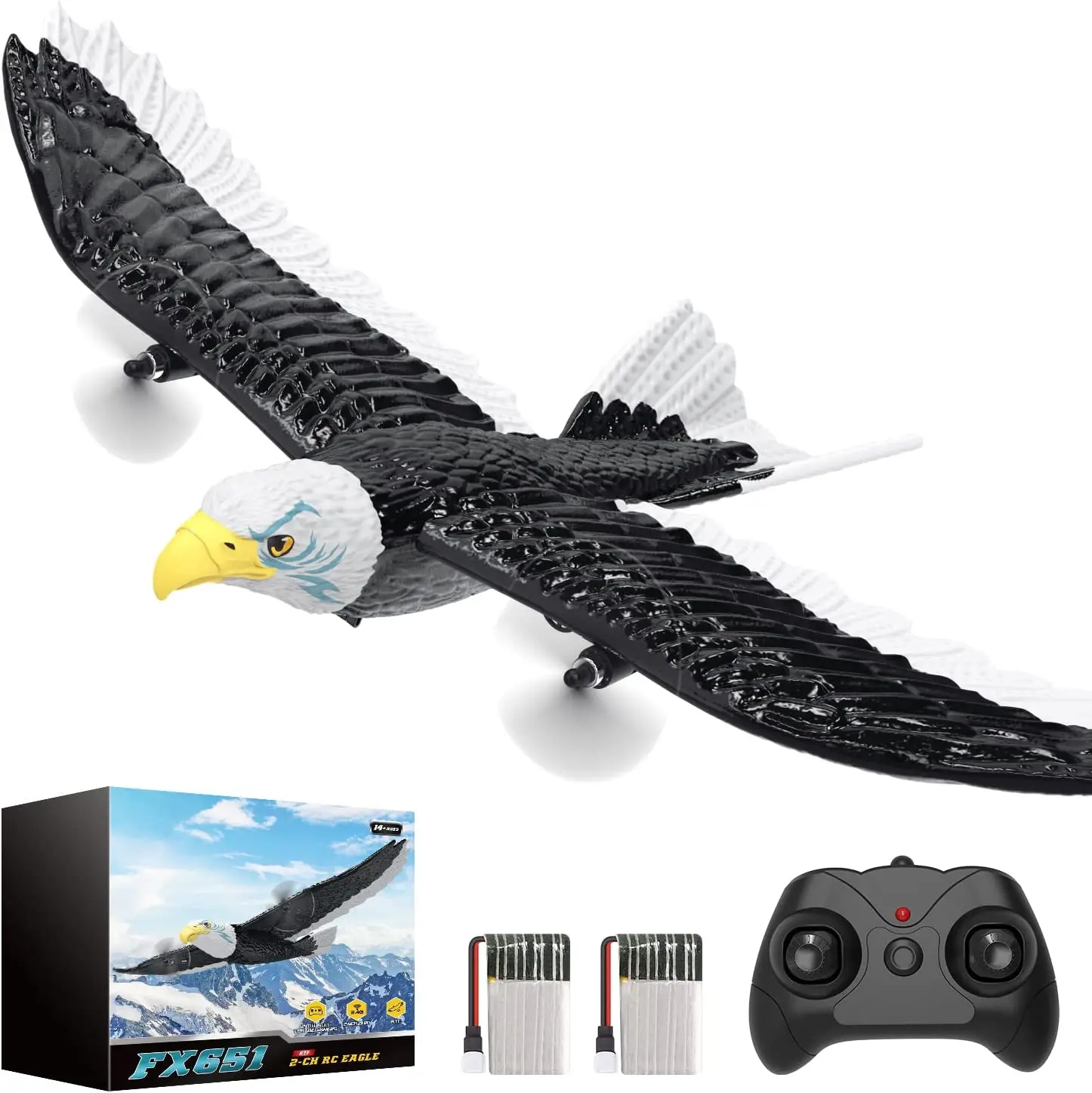 Latest Design DEERC 2.4GHZ 2CH RC Aircraft Toy Bionic Animals Eagle RC Flying Bird Airplanes Easy to Fly for Beginners