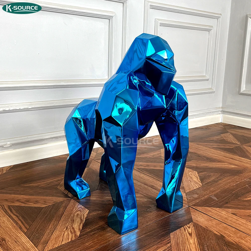 FACTORY SALE New Design colourful Animal Electroplate resin geometric gorilla statue