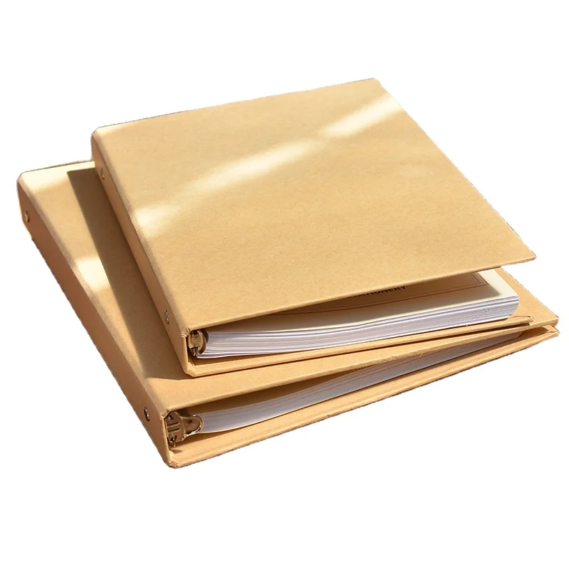 Logo Customized  A4 B5 A5  Size Kraft Paper D-ring Binder Office 4/9/6 Holes D-Ring  Binder