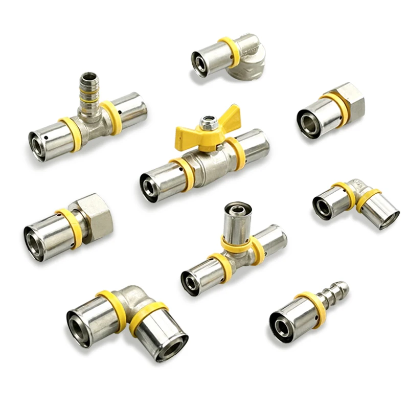 Hot sale Brass Copper press fitting for pex al pex pipe and PEX 16mm Brass Fitting tee for PE AL PE Gas Pipe system