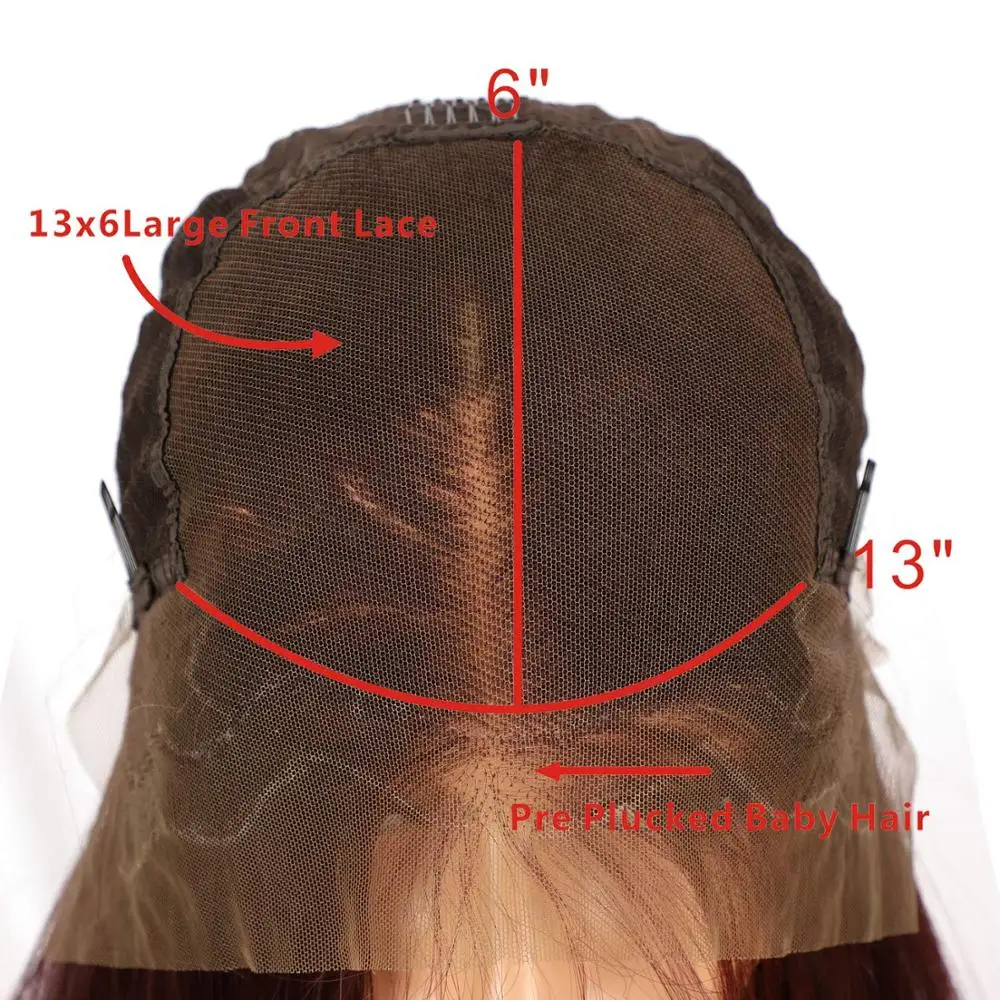 13x6 Wine Red Lace Front Wig, 14 Short Burgundy Bob Wig Silky Straight Middle Part Synthetic Wig for Women, Pre Plucked with Nat