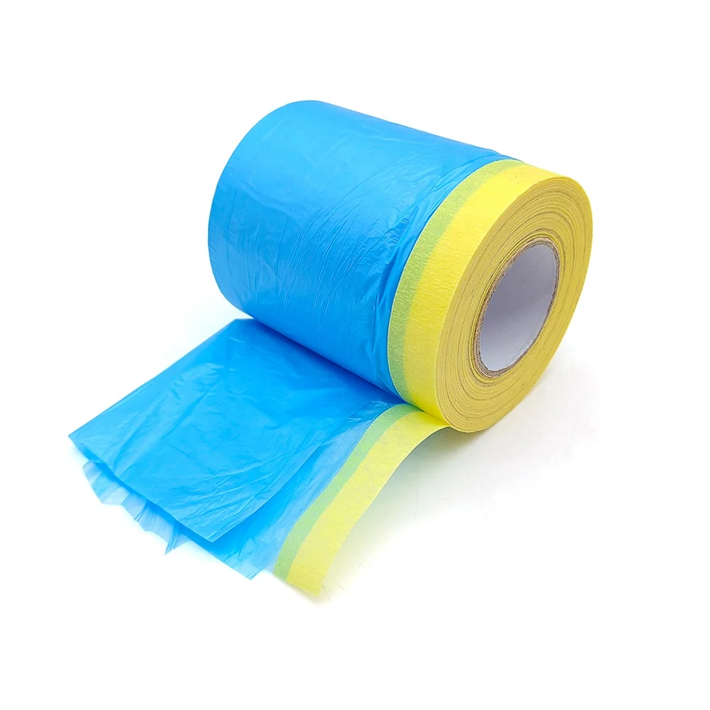 Protective Pe Paper Taped 14 Days Uv Blue Pre Tape Masking Film for Car Painting