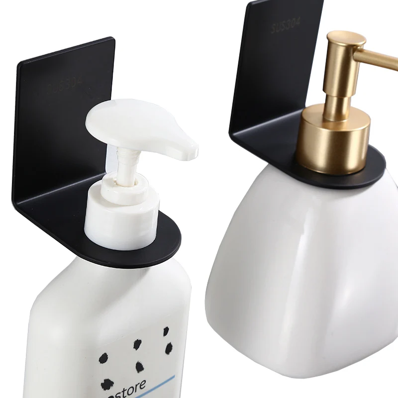 Self Adhesive Wall Mount Liquid Soap Dispenser Holder Stainless Steel Shampoo Dispenser Holder Soap Bottle Holder