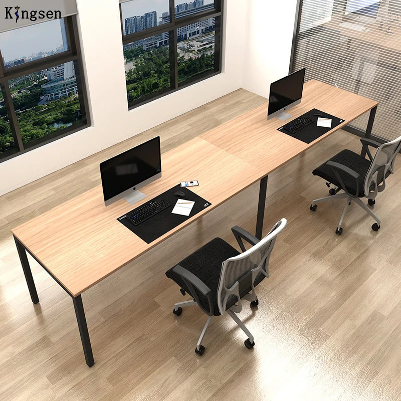 China Manufacturer Metal Feet Frame Wooden Table Rectangular Office Work Table Office Table Desk Furniture Modern Office Desks
