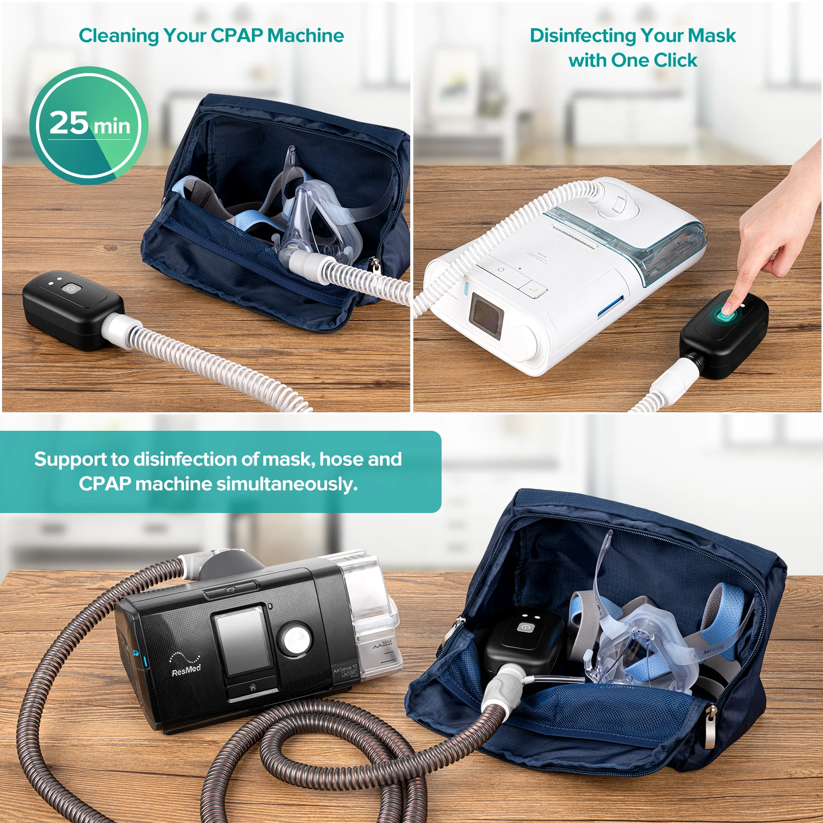 portable OZONE Cleaner for CPAP Machine Sterilization mask hose cleaner Mini cpap machine