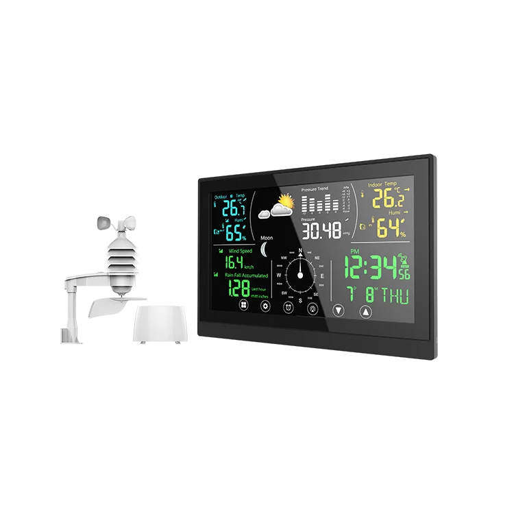 2021 Color Display Barometer Weather Station Humidity Temperature Clock Weather Forecast Radio Controlled Touch Key Clock