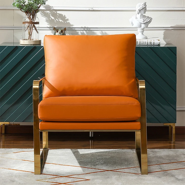 32 new designs high quality hotel armchair stainless steel leather modern living room chairs furniture