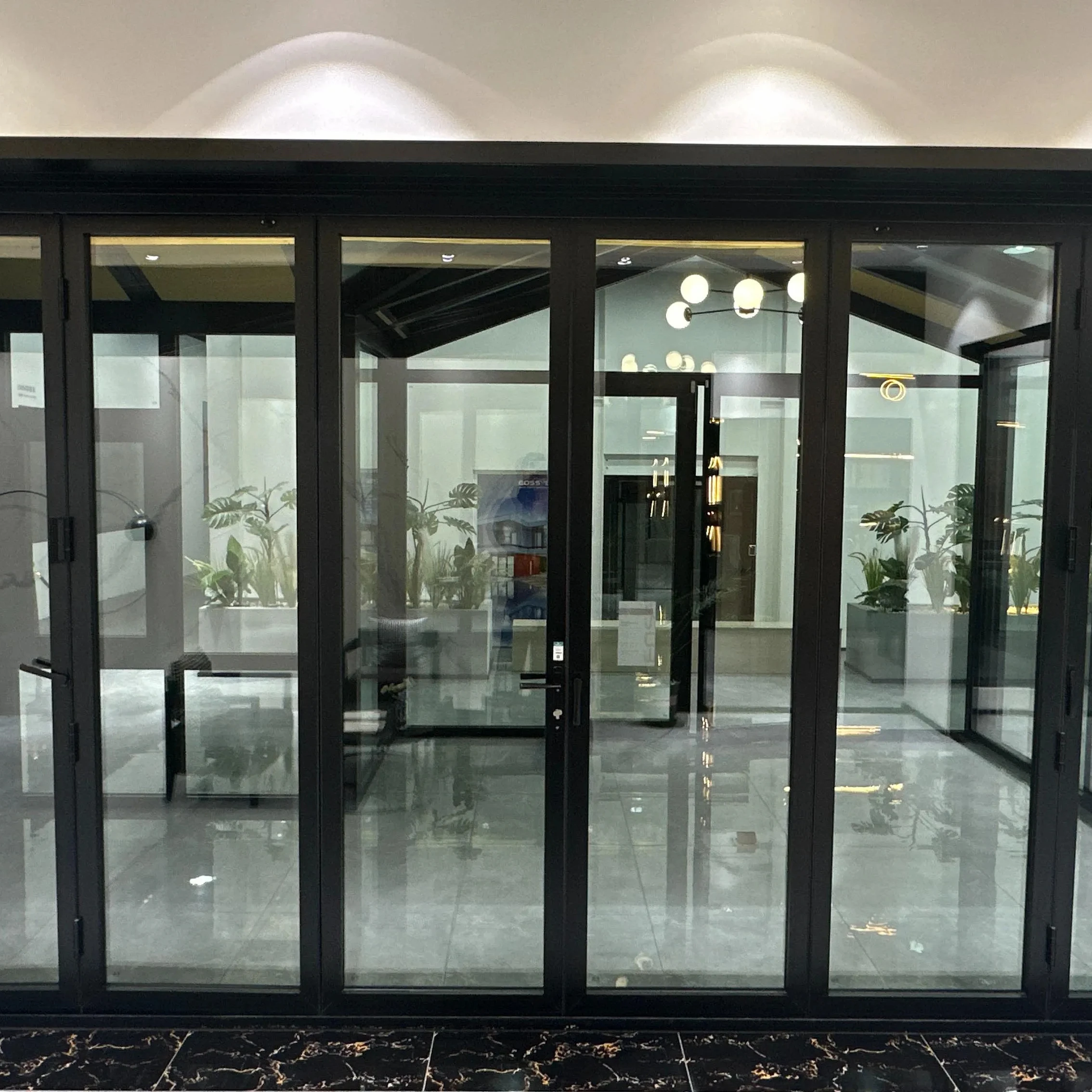 Soundproof House Exterior Bi fold Patio Doors Aluminum Powder Coated Glass Folding Door