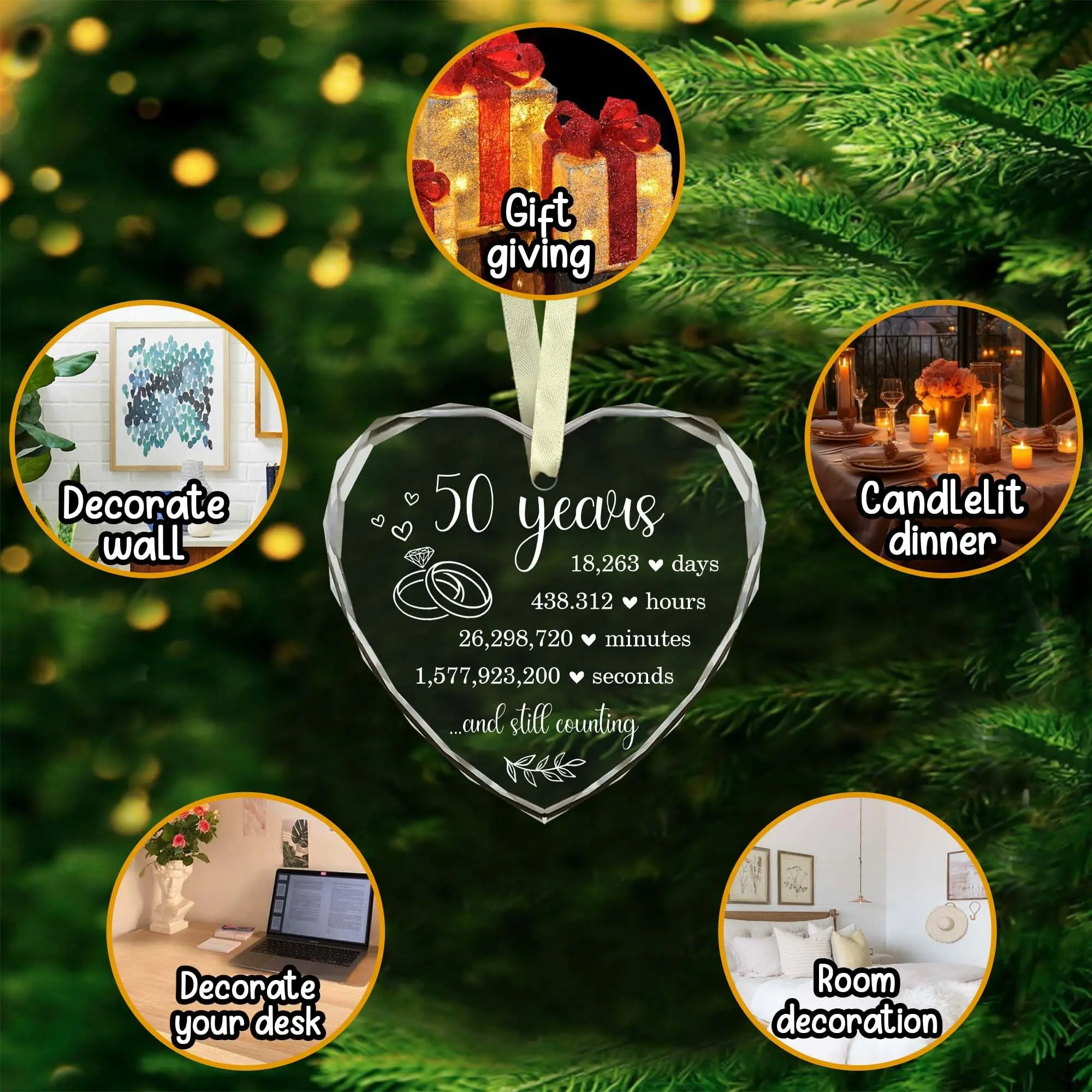 Heart shaped crystal ornament Sublimation blank Glass Heart Ornament custom k9 crystal heart ornament with gift box