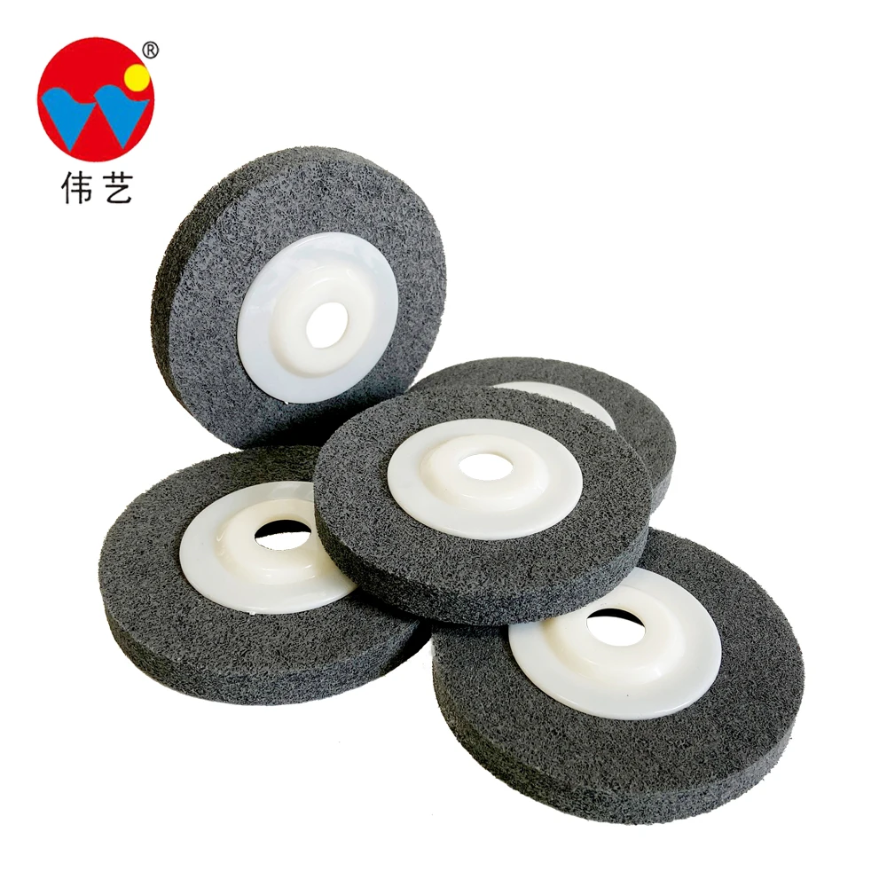 WEIYI Non Woven Abrasive disc Grinding Polishing Wheel For Stainless Steel,Furniture,Ceramics and Marble 4 Inch Black 7P