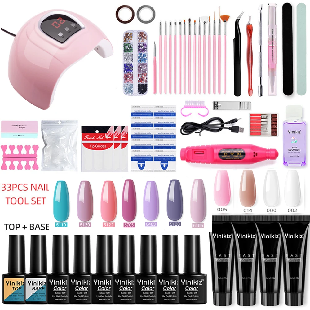 Поли УФ-гель 36 Вт Светодиодная лампа УФ Гель-лак для ногтей, био-гели Стартовые наборы сухой для ухода за ногтями Маникюрный набор инструментов для ногтей